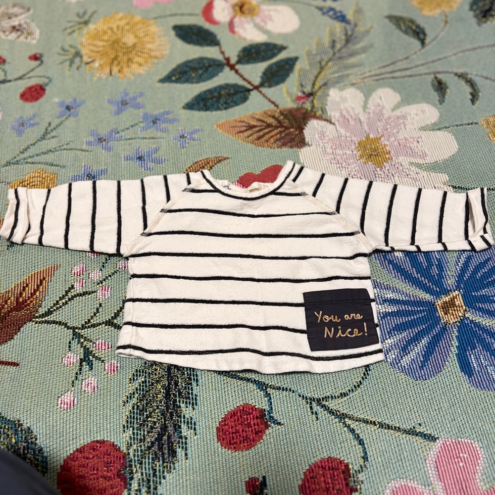 Zara Black and White Striped Kids Long Sleeve Tee